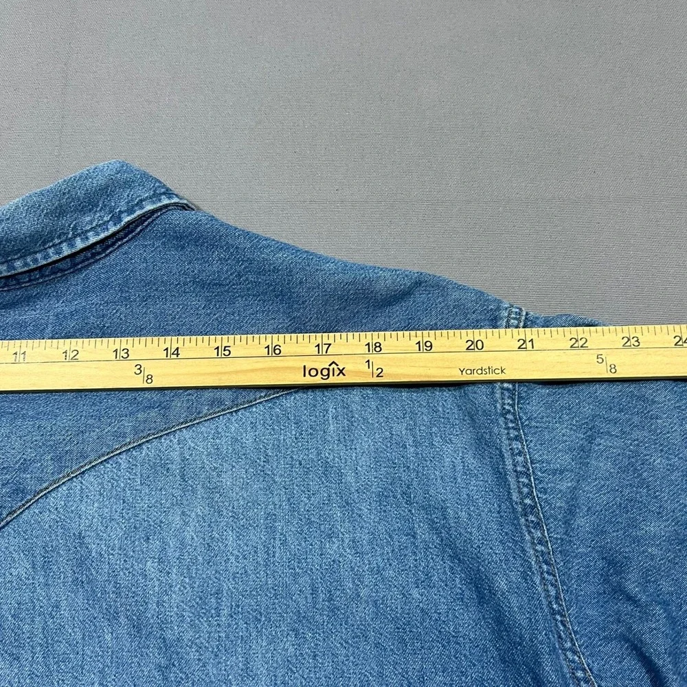 Wrangler Denim Western Shirt X-Long Tails Pearl Snap Big Man Fit Blue Mens 19-35